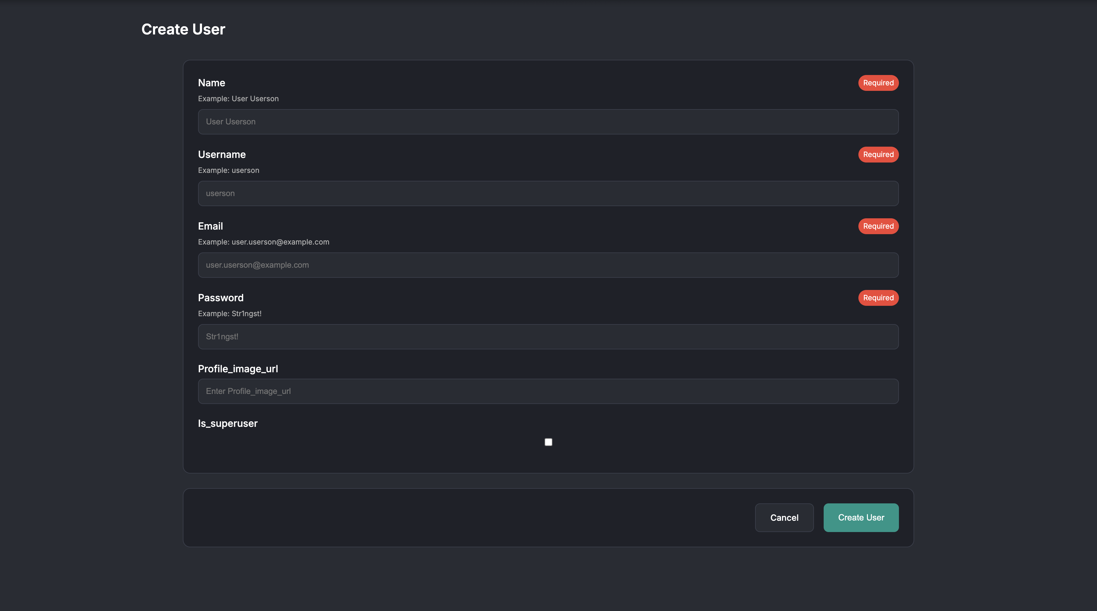 Create Form Example