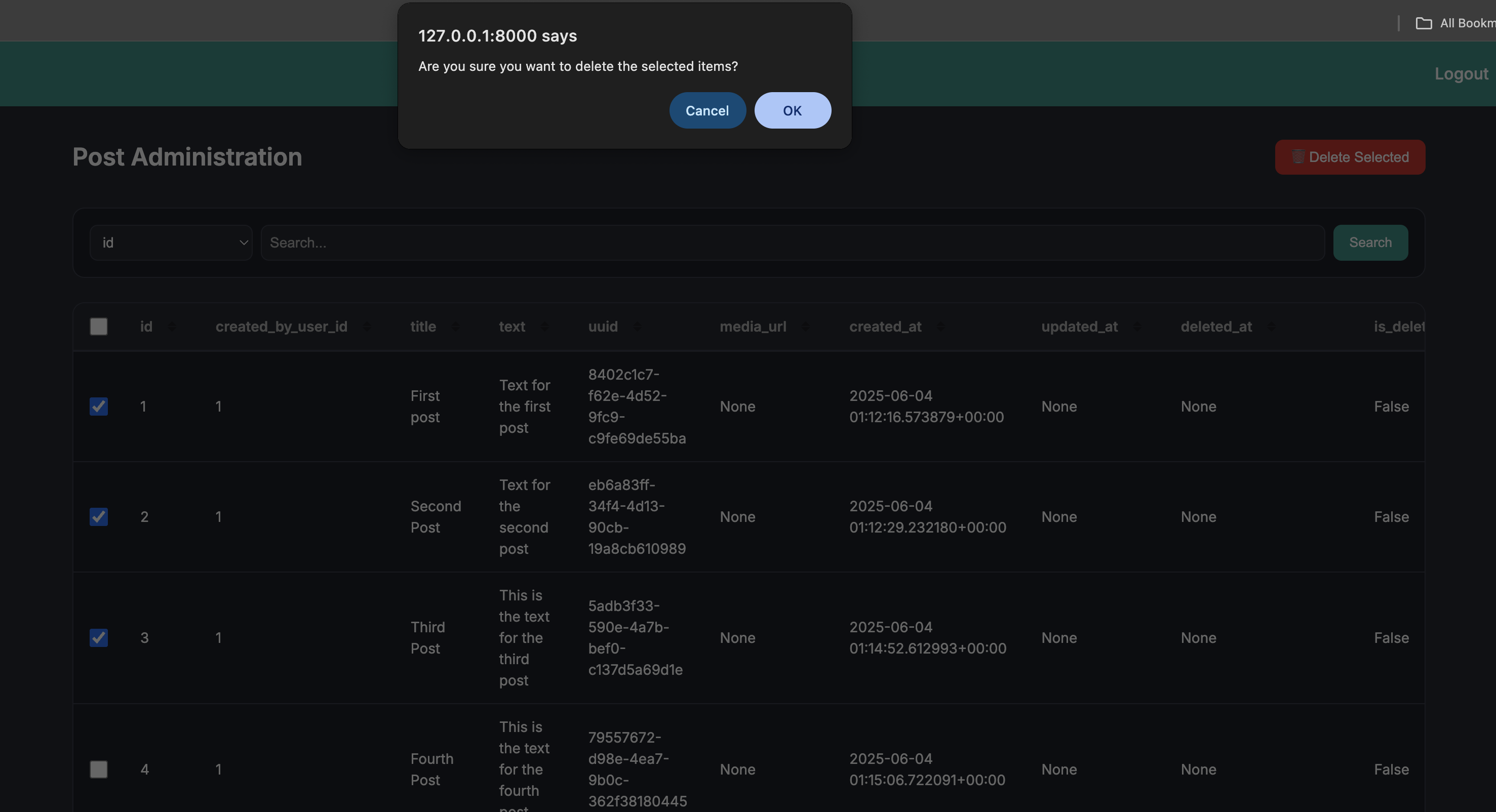 Delete Confirmation Dialog