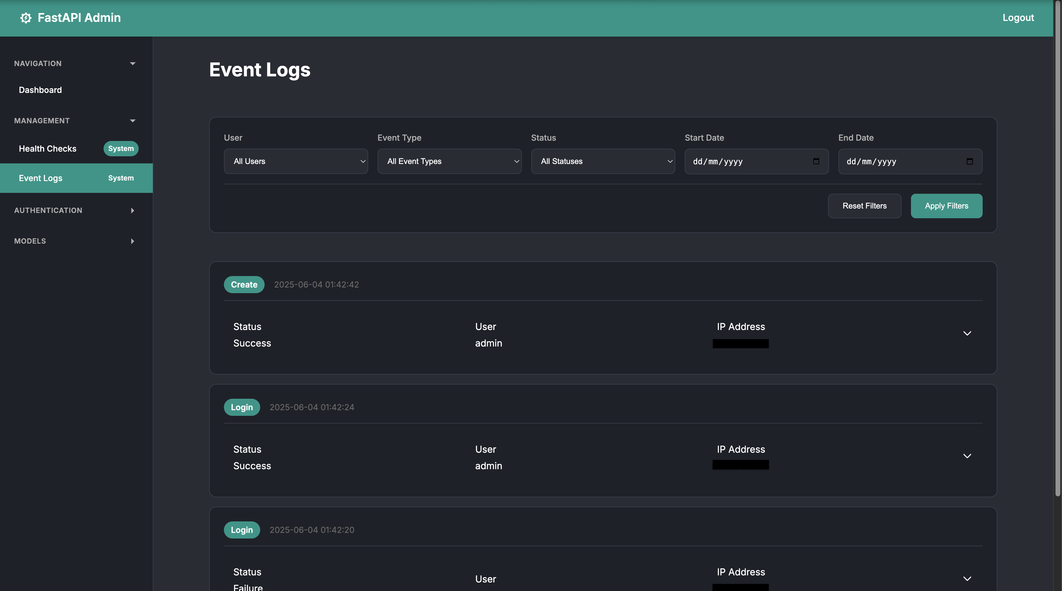 Event Log Interface