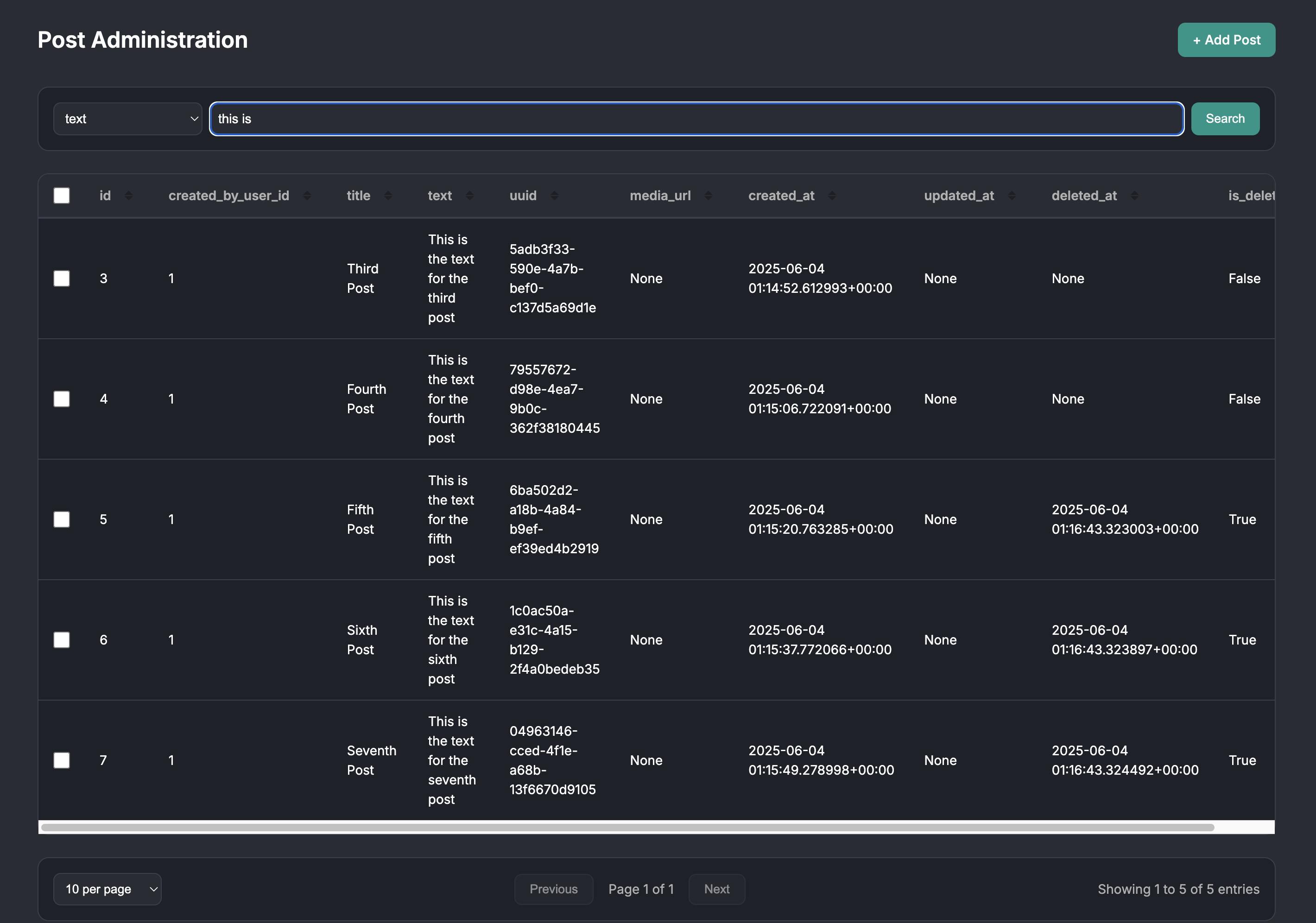 Search Interface
